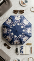 Premium Foldable Umbrella for Men & Women – Windproof & Waterproof Floral Magnolia Design Compact Travel Umbrella – UV Protection Sun & Rain Umbrella (Navy Blue Floral). 