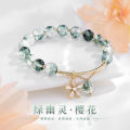【Unlimited repurchase】Cherry Blossom Green Ghost Bracelet Female Summer Ins Niche Design Simple Transfer Beads Crystal Hand Beaded Girls' Bracelet Batch. 