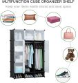 12 Cube Storage Organizer With Shoe Rack Closet Portable Wardrobe Combination, Modular Cabinet For Space Saving. 