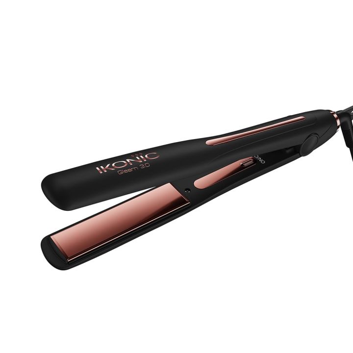 Ikonic Gleam 3.0 Hair Straightener, Black| Super slim 1 inch plates | Ergonomically slim | Digital temperature control| Automated Shut Off Safety | Advanced Rose Gold Titanium surface| Quick Heat  By Genuine Collection