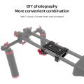 Multipurpose Camera Base Plate with 15mm Rod Rail Clamp Tripod Mounting Baseplate Aluminum Alloy for DSLR Rig Support System. 