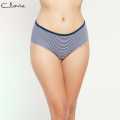 Clovia Navy & White Striped Mid Waist Hipster Panty with Inner Elastic - Cotton. 