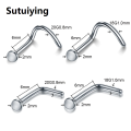 Sutuiying 1PC Titanium Nose Stud L-Shape Nariz Studs Screws Nose Ring Hoop Piercings Gem Nostril Earring Stud Piercings Fashion Jewelry. 