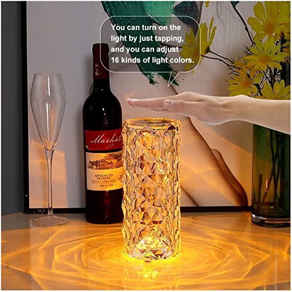Crystal Table Lamp Rose Light Projector 3/16 Colors Adjustable Romantic Diamond Atmosphere LED Light