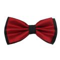 Dark Red Pattern Printed With Black Border Neck Bow Tie For Men. 