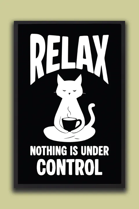 3%20Piece%20Cat%20Wall%20Art%20Set%20%E2%80%93%20Funny%20Cat%20Quote%20Black%20&%20White%20Decorative%20Posters%20%7C%20One%20Piece%20Frame%20-%20Image%202