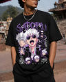 Unisex Satoru Gojo (Tokyo Jujutsu High) Print T-Shirt | Premium Chinese Terry Fabric | Drop Shoulder Anime Streetwear For Men And Women. 