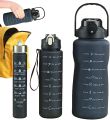 Motivational Water Bottle with Time Marking | 3-Piece Cool Water Bottles with Fitness and Outdoor. 
