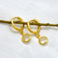 Jewels of Nepal Gold Plated Juli Style Round Stone Drop Earrings For Women. 