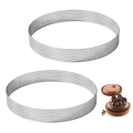 NAMUNY 2PCS Tart Rings 8 Inch Round Perforated Cake Ring,Nonstick Stainless Steel Baking Rings, Heat Ring Molds for Cooking. 