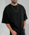 Men Cotton Solid Drop Shoulder Tee (Premium Quality). 