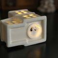 Portable Ceramic Porcelain Lamp Ornament LED Exquisite Christmas Atmosphere Lights Star Glowing Effect House-shaped Night Lamp Sleep Aid. 