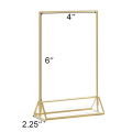 Acrylic Sign Holder Gold Picture Frame Double Sided Clear Display Stand, Gold Acrylic Frames for Home Shop Restaurant Easy Install Easy to Use. 
