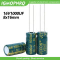 10PCS 16V1000UF 8*16mm igmopnrq Aluminum electrolytic capacitor high frequent low impedance 8x16mm. 