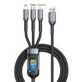 100w Transparent chip 3 In1 super fast charging Data Cable with lighting/Type c/Micro USB. 