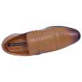 Brown Clip On  None Lace Leather Black Horse Formal Shoes For Men. 