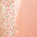 Peach Chiffon Floral Embroidered Saree For Women. 