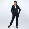 Boss Lady Double Button Classic Blue Formal Coat Pant and Shirt Set For Women. 