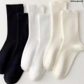 WeihonghunfeiHigh Quality Solid color fashion japan heat energy warm color thickened winter ladies wool cashmere double 3/batch new socks black and white bag set Luxury. 