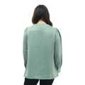 Attire Nepal Green Cotton Mix V-Neck Full Sleeves Plain Tops For Women. 