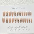 A523-Wear nail color powder bow nail art white burst nail piece diamond pure desire nail patch handmade. 