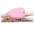 Love Heart Shape Wooden Clips Message Photo Holder Album Card Paper Pegs Decor Photography - Pink 40 Pcs. 