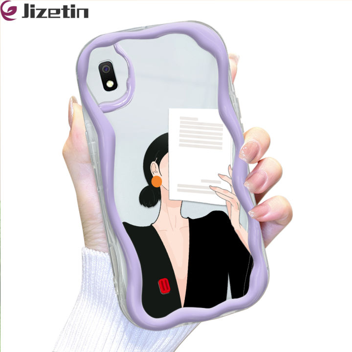 Jizetin for Samsung A10 Back Cover Elegant Girl Cream Wavy Edge
