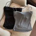 Top casual short sleeveless vest strap bra women's tank top summer suspender built-in thin tank top t-shirt top solid color. 