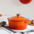 Bakers Secret Double Enameled Cast Iron Cooking Pot 2L Orange. 