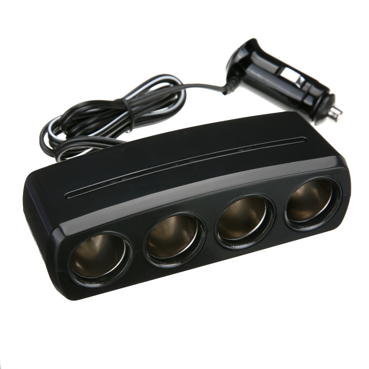 4 Way Cigarette Lighter Socket Splitter Adapter Blue Indicator Light For Tablet Smartphone GPS Charger Socket