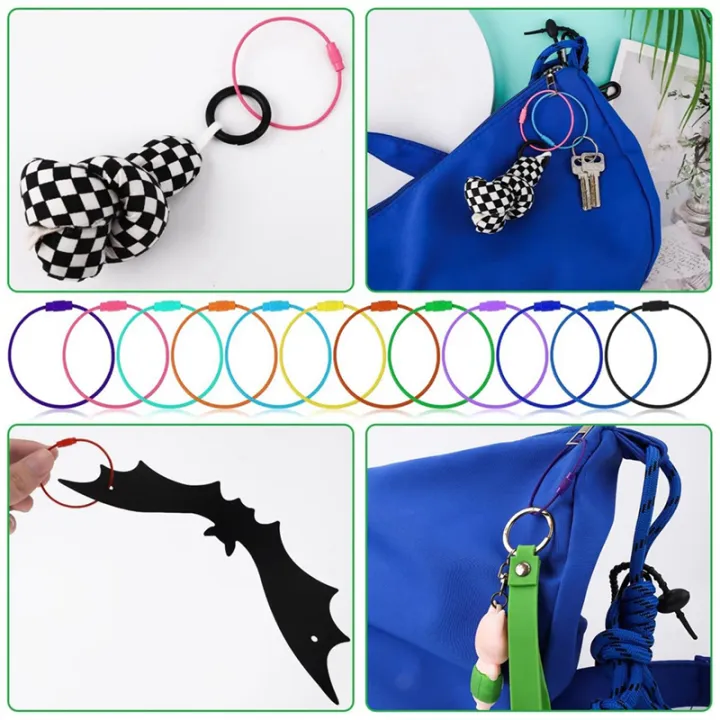 120Pcs%20Wire%20Key%20Rings%20Cable%20Wire%20Key%20Chain%20with%20Screw%20Lock,%206%20Inch%20for%20Outdoor%20Hiking%20(12%20Colors)%20-%20Image%205