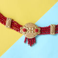 Pure Gold Red Beads Flower Design Choker For Women, 0.88g For Women. 