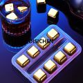 DISICHEN Reusable Stainless Steel Ice Cubes Quick-frozen Gold Metal Ice Pellets Cooling Stones Cooler for Drink Bar Tool. 
