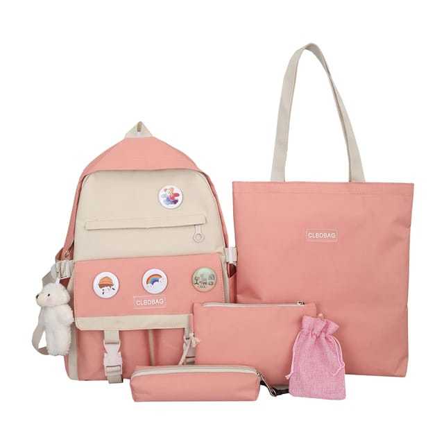 5 in 1 Korean Style Casual Backpack Highschool Student School Bag