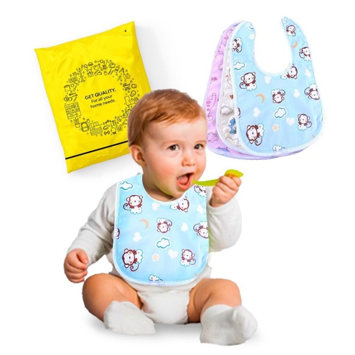 Fastdry Bibs - 2pcs | Waterproof Spill-Resistant Bibs for Babies 0-12 months | Soft Cotton Infant Apron