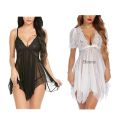 Combo Set of Nightwear Babydoll Lingerie Women's Babydoll Nightwear  Honeymoon Lingerie Babydoll Lace Sleepwear Free Size Black and White Color. 
