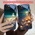 2024 New Arrival Love Beach Smart LED Light Glow Tempered Glass Phone Case For Samsung S24 S23 S22 S21 S20 FE Note 20 Plus Ultra. 