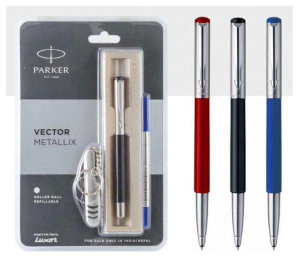Parker Vector Metallix Roller Ball Pen +Swiss Stainless Steel Knife