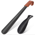 NAMUNY Leather Shoe Horn Set Black Shoe Horn Counter Shoe Horn,Set of 2 Metal Shoe Horn Handle for Seniors. 