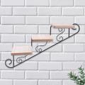 Creative American Style Wall-mounted Flower Stand Art Staircase Shape Wall Display Shelf Simple Wall Hanging Flower Pot Living Room. 
