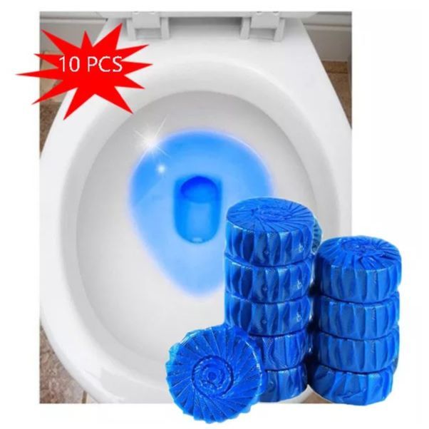 10 Pcs Automatic Bleach Toilet Bowl Cleaner Stain Remover Blue Tab Tablet Flush Deodorizes