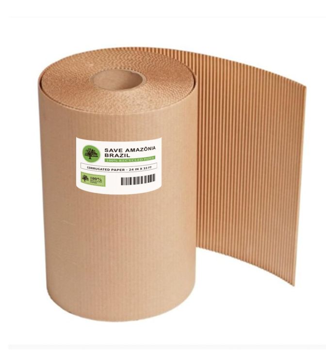 12 Meters Ecofriendly 2 Ply Brown Cardboard Corrugated Roll / Rolls Packing For Ecommerce Packaging 140 GSM Paper (30 inch × 12 Meters)