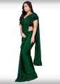 Solid Plain Bollywood Silk Blend Saree With Velvet Blouse For Women. 