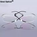Rimless Glasses Ultralight Titanium Optical Frame For Men Women. 