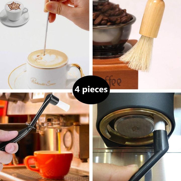 NAMUNY%206Pcs%20Long%20Handled%20Wooden%20Spoons%20Mixing%20Spoon%20Wood%20Tableware%20&%204Pcs%20Coffee%20Machine%20Cleaning%20Set%20Coffee%20Grinder%20Brush%20-%20Image%207