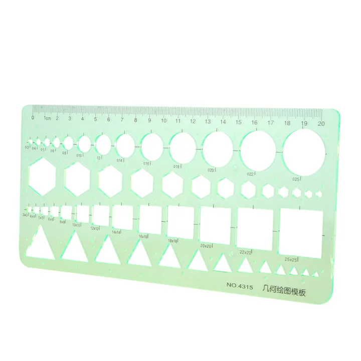 ZOROOM 3X Green Plastic Circles Squares Hexagons Geometric Template ...