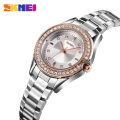 SKMEI 1534 Fashion Women Quartz Watch Innovative Design Rhinestone Inlay 3Bar Waterproof Stainless Steel Strap For Women. 