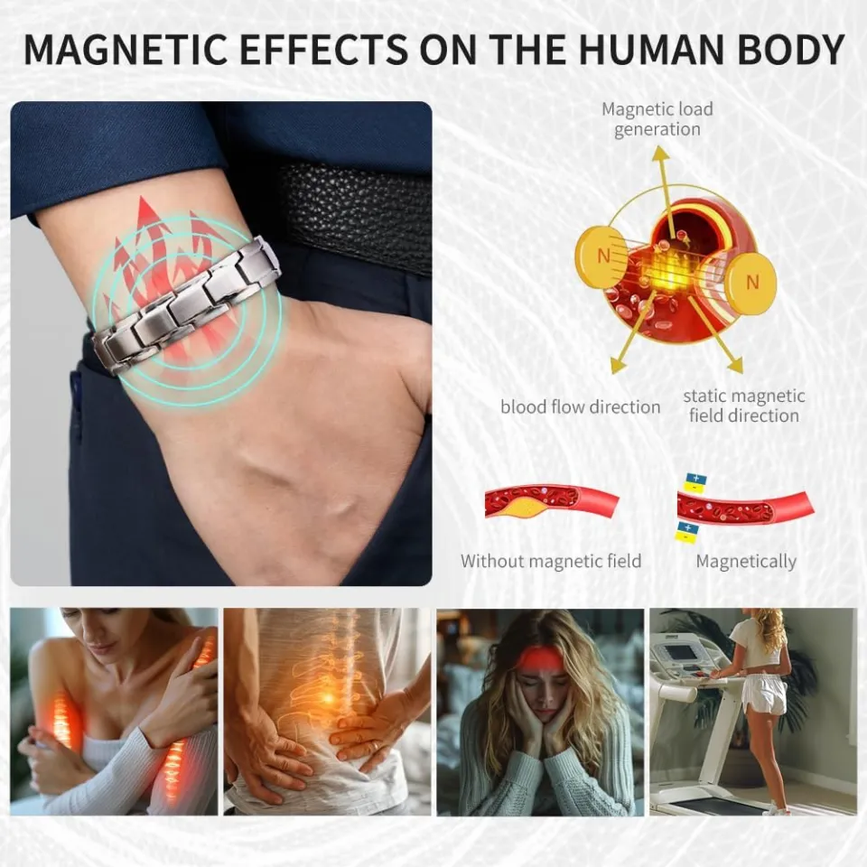 Bracelet Magnétique Bioénergie 4 En 1 - Acier Inoxydable - Neuf