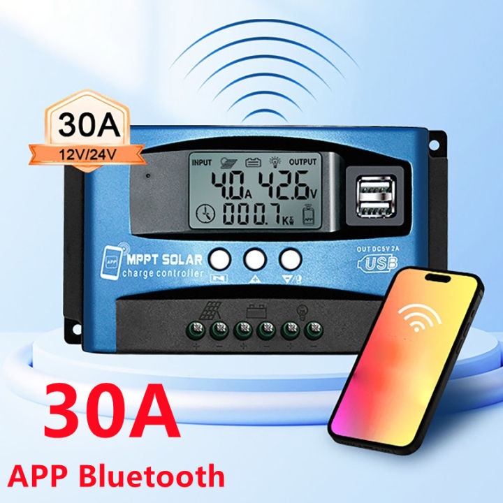 MPPT Solar Charge Controller 30A 40A 50A 60A 100A Dual USB LCD Display ...