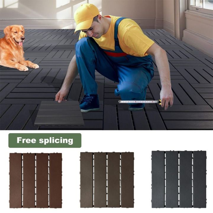 Low Maintenance 30x30cm Hardwood Decking Tiles Anti-slip Self-Paving ...
